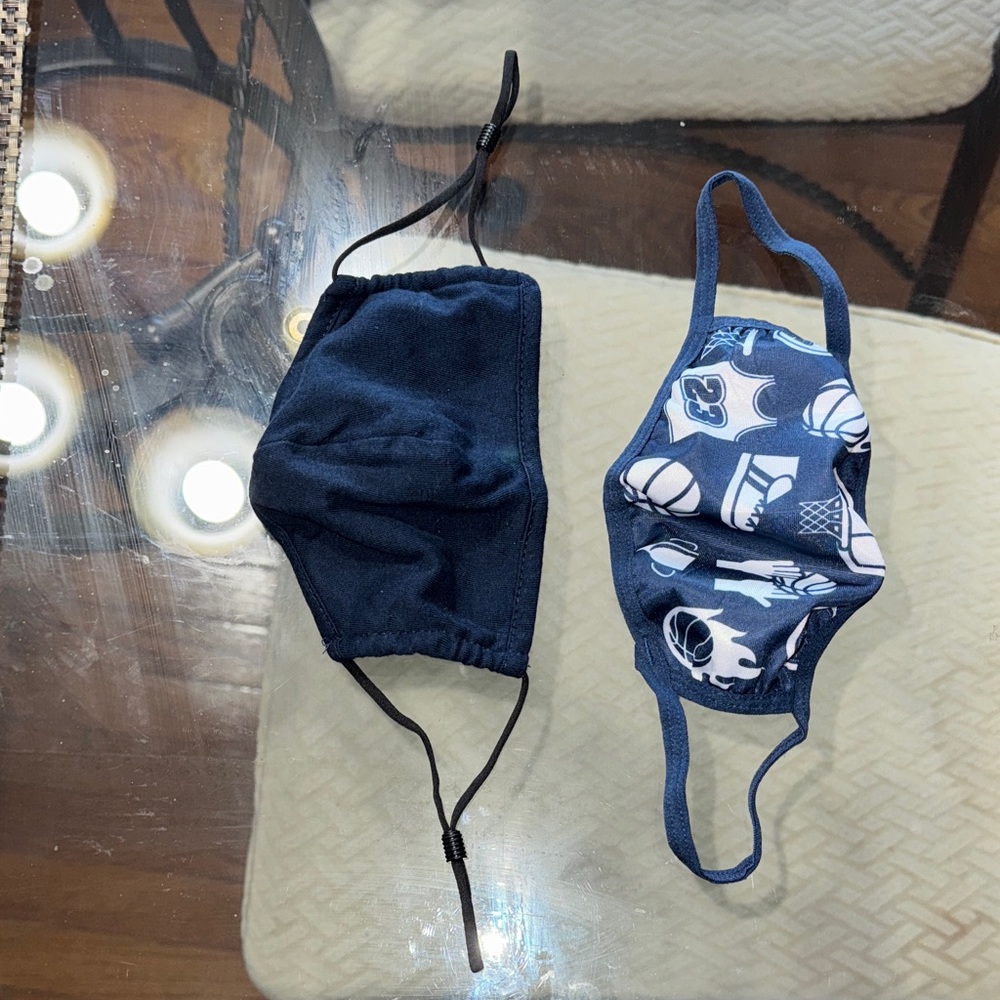 Navy and Sports Print Face Masks